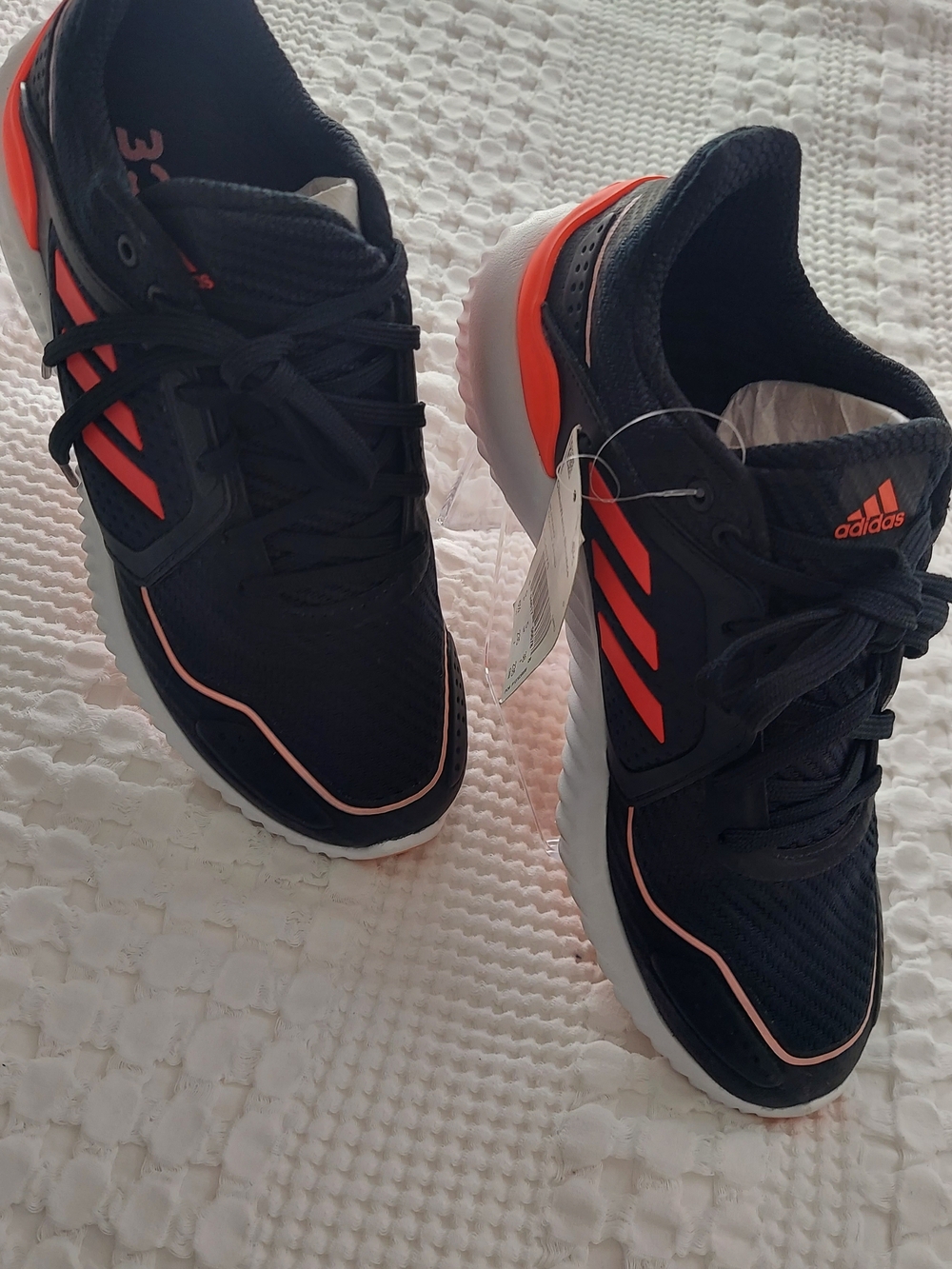 Adidas Black Sneakers with Coral Accents